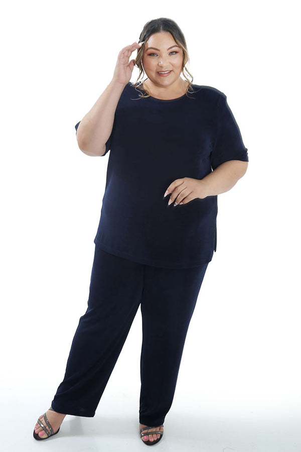 Tops Vikki Vi Classic Navy Short Sleeve Tunic