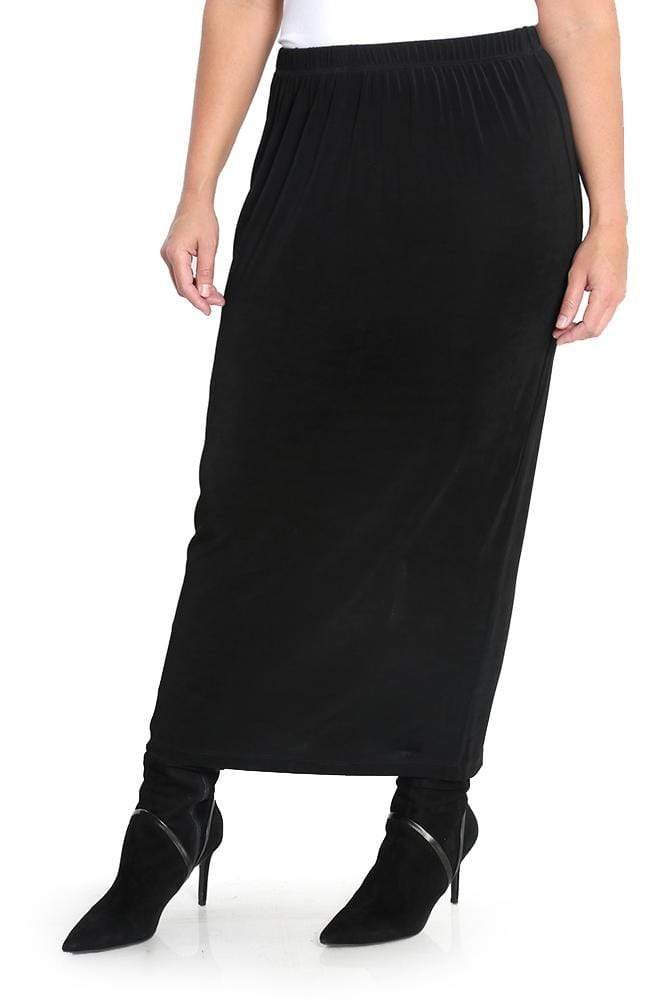 Vikki Vi Classic Black Straight Maxi Skirt | PlusbyDesign.com