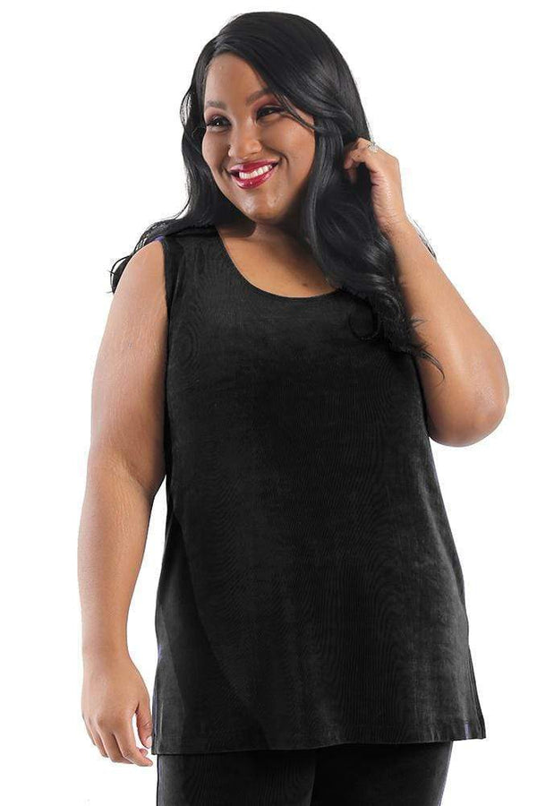 Tops Vikki Vi Classic Black Sleeveless Tunic