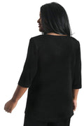 Tops Vikki Vi Classic Black V-Neck 3/4 Sleeve Tunic