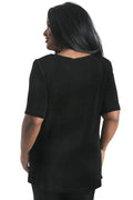 Tops Vikki Vi Classic Black V-Neck Short Sleeve Tunic