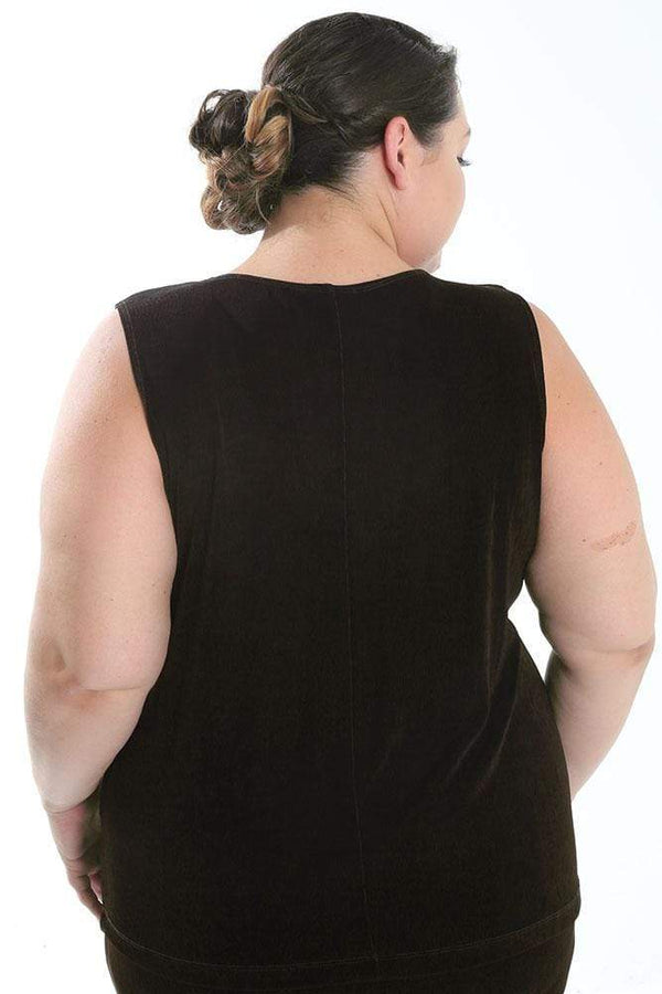 Tops Vikki Vi Classic Dark Chocolate Sleeveless Shell
