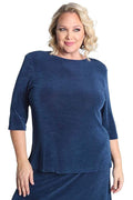 Tops Vikki Vi Classic French Blue 3/4 Sleeve Top