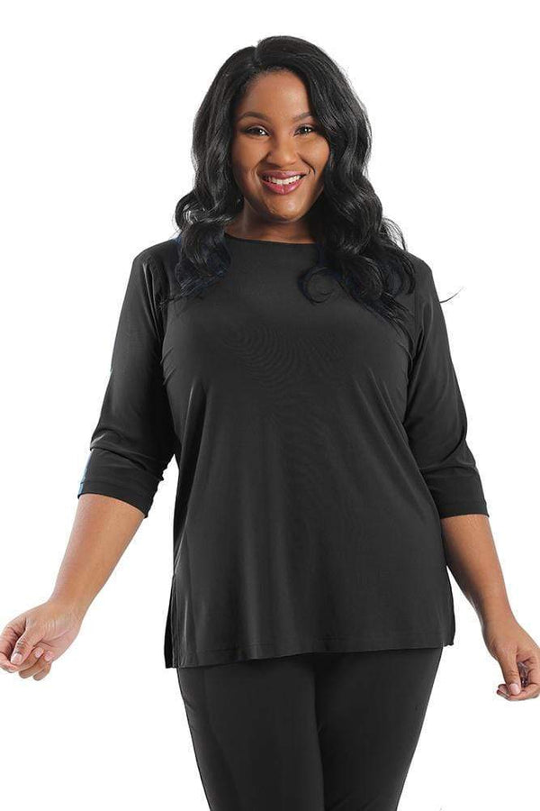 Tops Vikki Vi Jersey Black 3/4 Sleeve Top