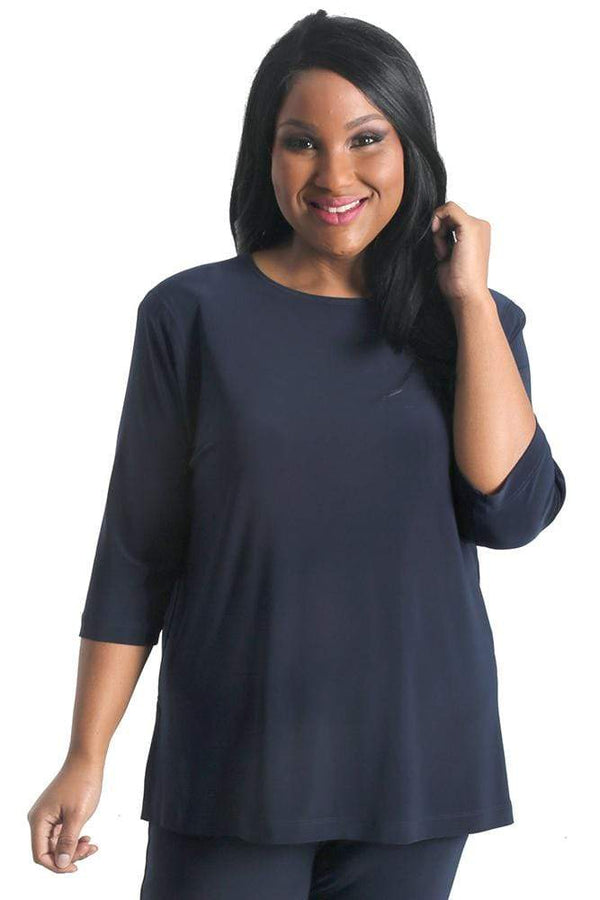 Tops Vikki Vi Jersey Navy 3/4 Sleeve Top