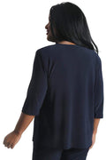Tops Vikki Vi Jersey Navy 3/4 Sleeve Top