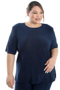 Tops Vikki Vi Jersey Navy Short Sleeve Tunic