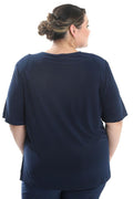 Tops Vikki Vi Jersey Navy Short Sleeve Tunic
