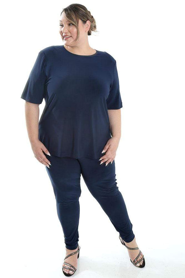 Tops Vikki Vi Jersey Navy Short Sleeve Tunic