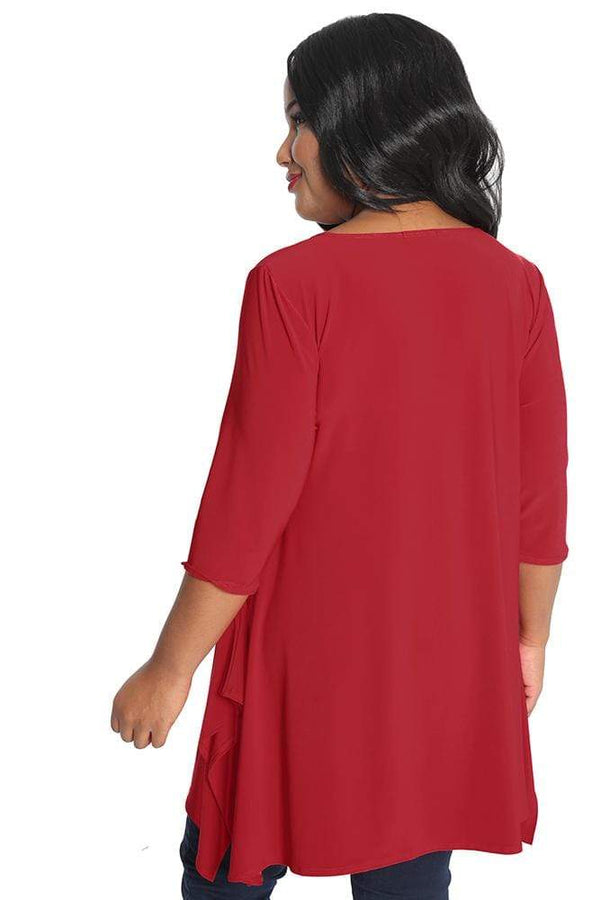 Tops Vikki Vi Jersey Red Handkerchief Tunic