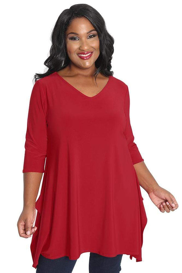 Tops Vikki Vi Jersey Red Handkerchief Tunic