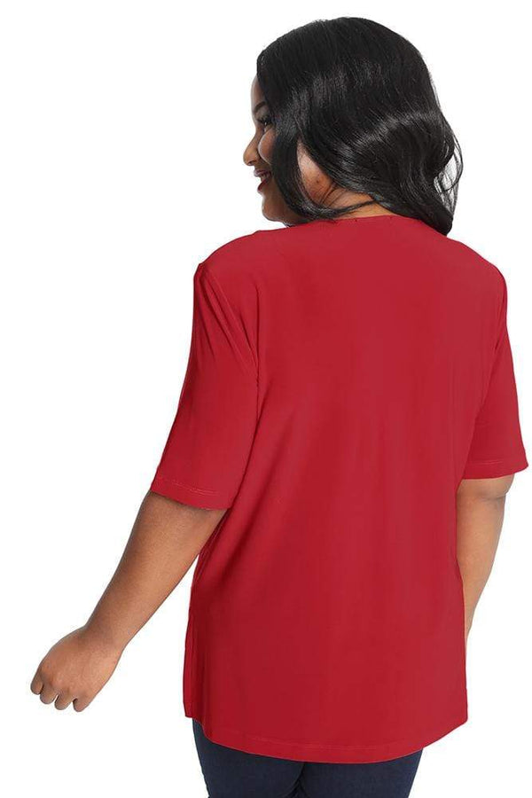 Tops Vikki Vi Jersey Red Short Sleeve Tunic