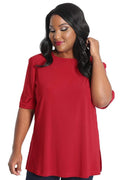 Tops Vikki Vi Jersey Red Short Sleeve Tunic