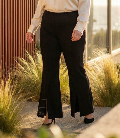 bottom Plus Size Faux Suede Front Slit Pants