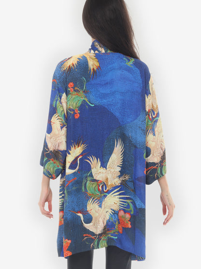 Open Front Kimono Blossom and Crane Kimono Jacket