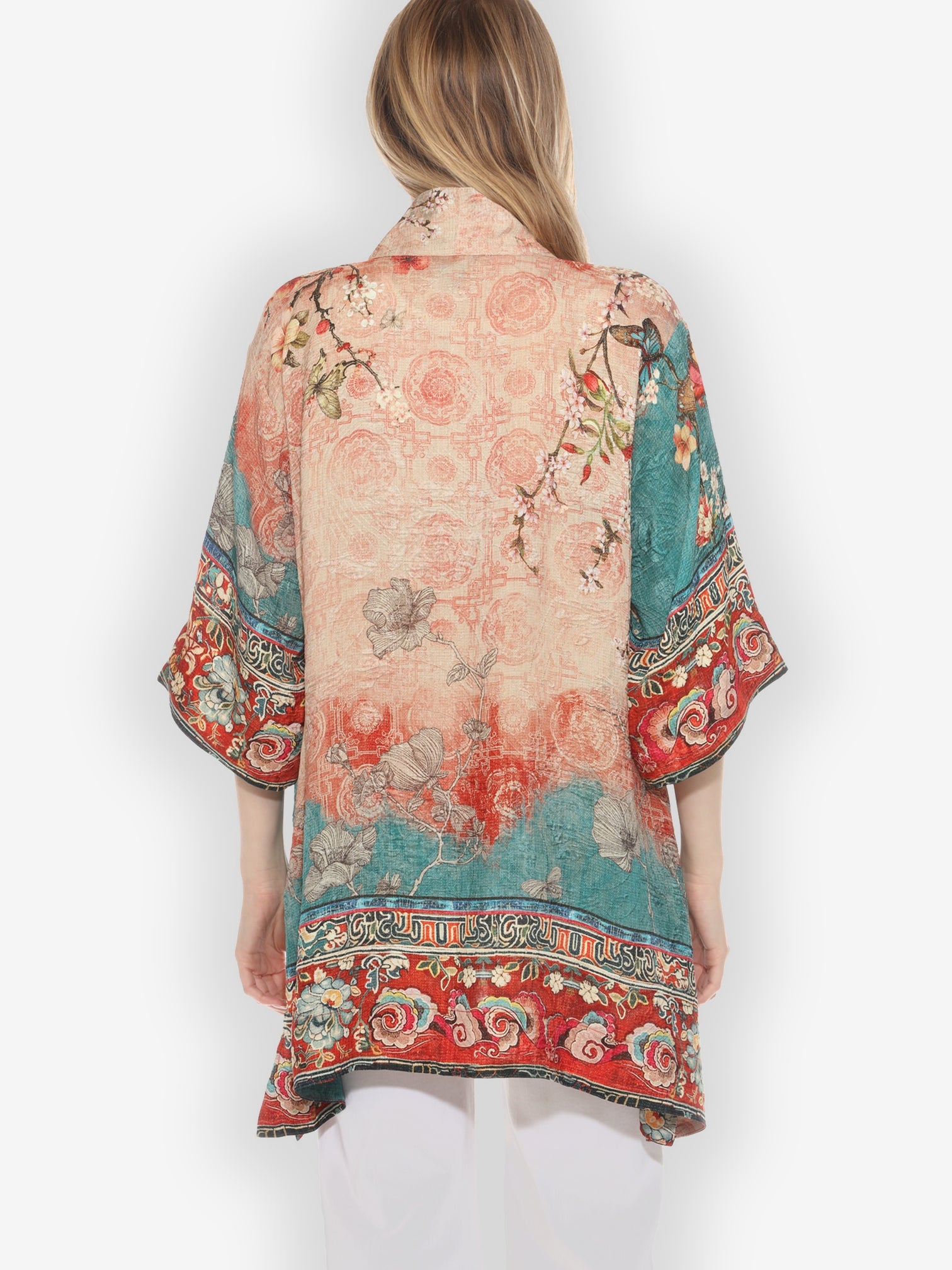 Jackets Citron Butterfly Cherry Blossom Flowers Silk Kimono