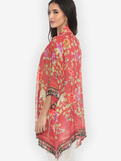 Jackets Citron Border Floral Butterflies Kimono Jacket