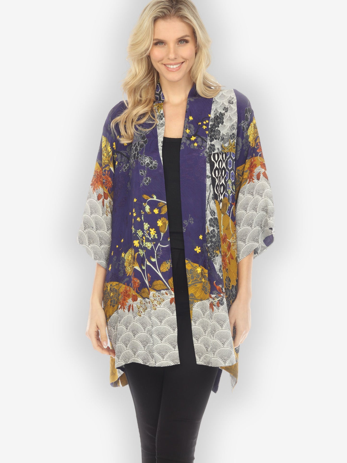 Jackets Bohemian Mixed Art Silk Kimono Jacket