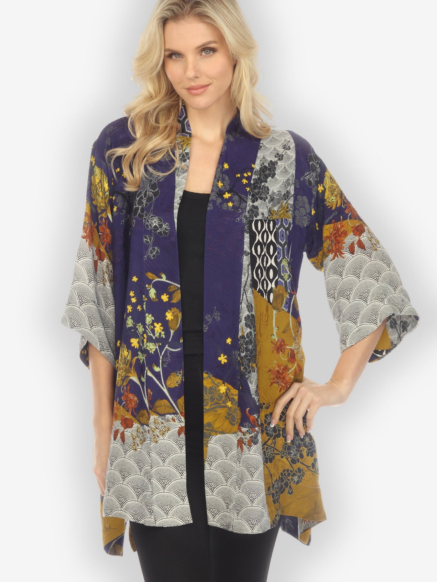 Jackets Bohemian Mixed Art Silk Kimono Jacket