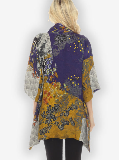 Jackets Bohemian Mixed Art Silk Kimono Jacket