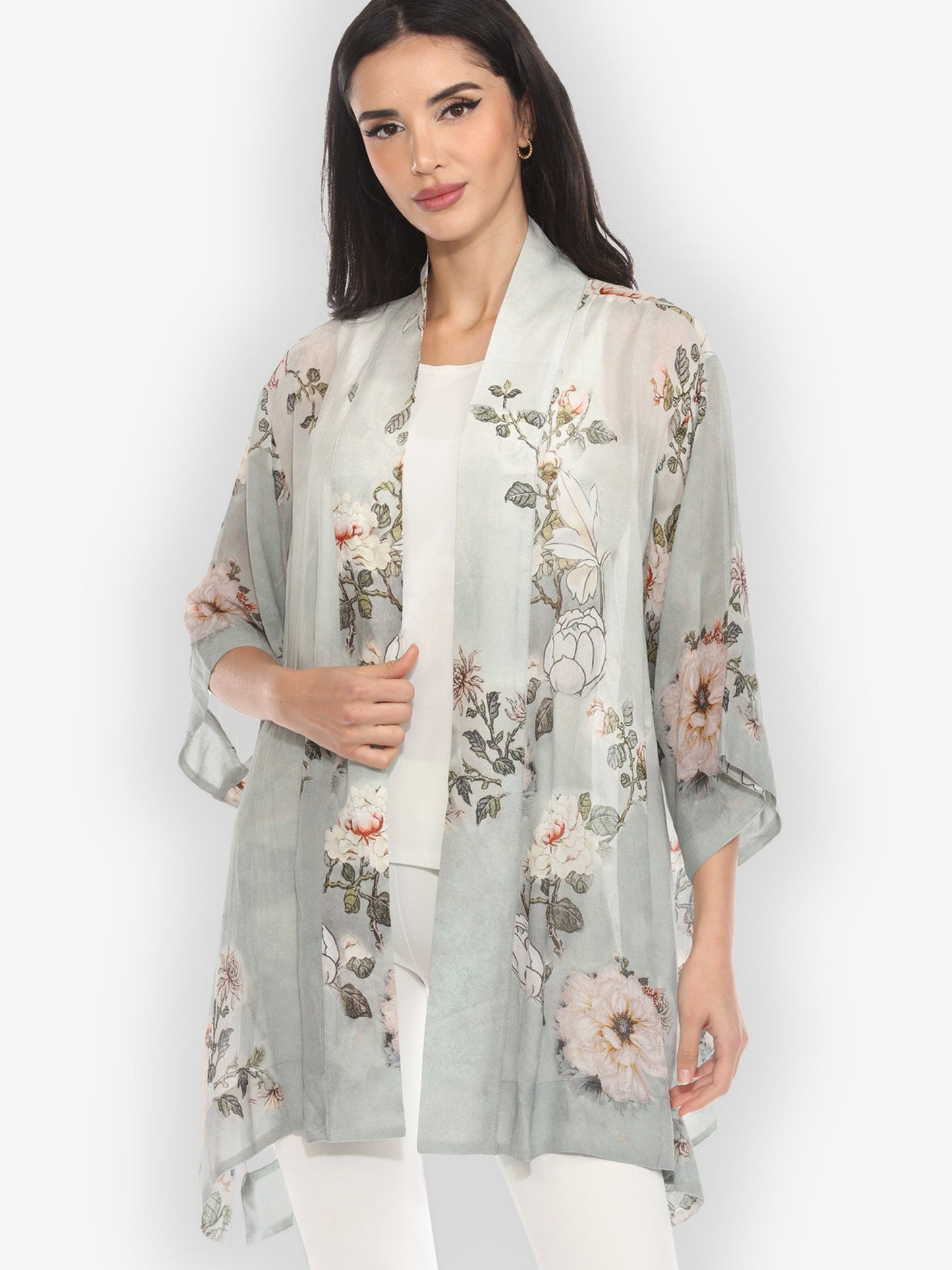 Jackets Baby White Peony Kimono Jacket