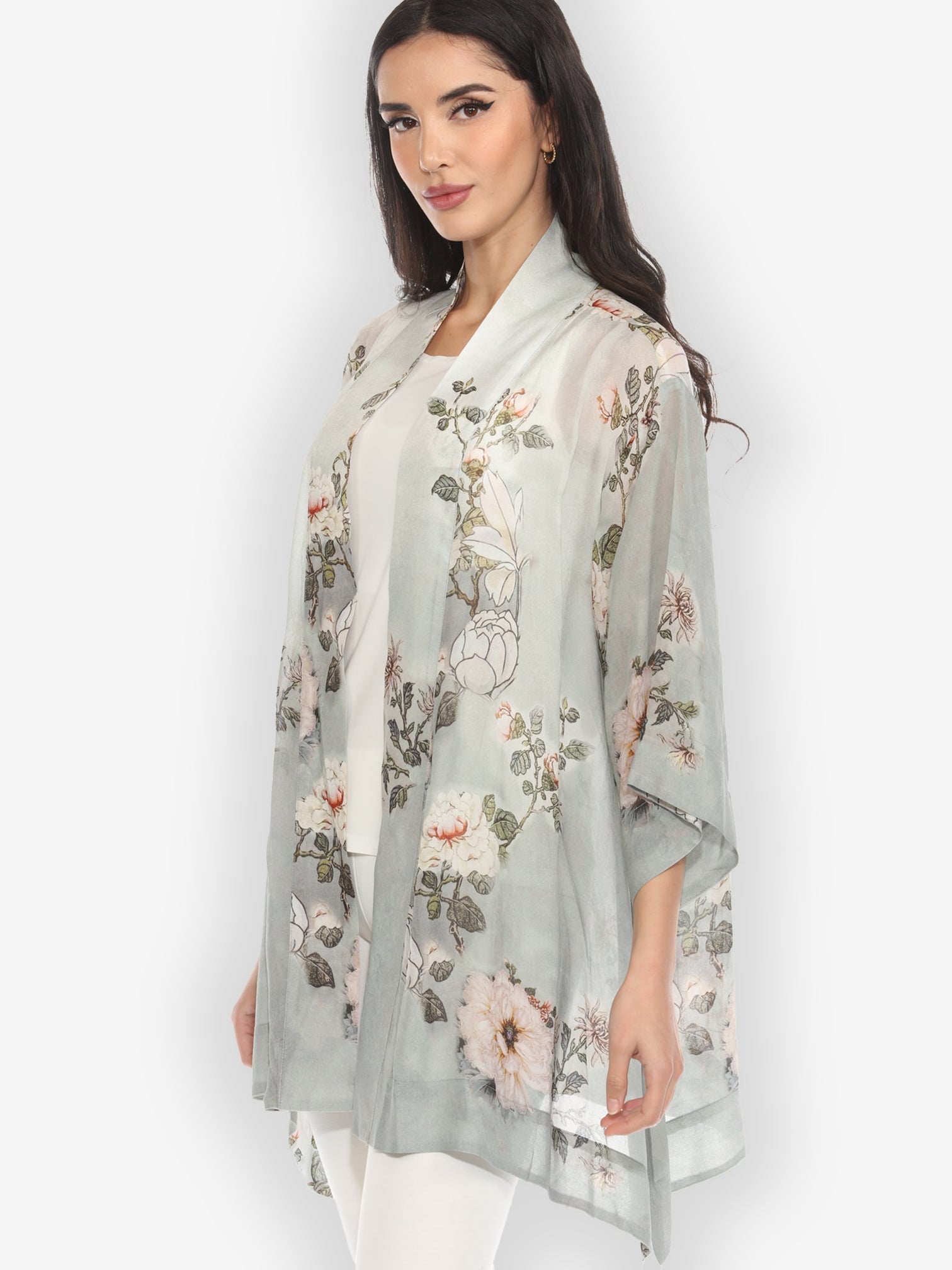 Jackets Baby White Peony Kimono Jacket