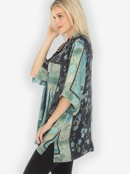 Jackets Crane Bamboo Floral Silk Kimono Jacket