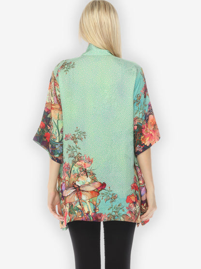 Jackets Colorful Dragonfly Floral Kimono Jacket