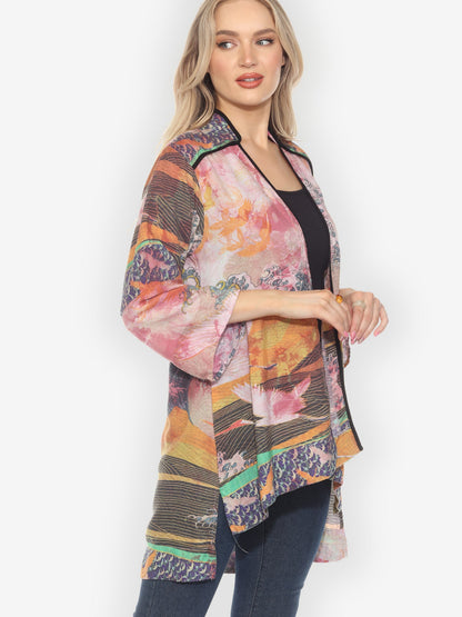 Jackets Crane Flying Sky Burgundy Tie Dye Dynasty Jacket