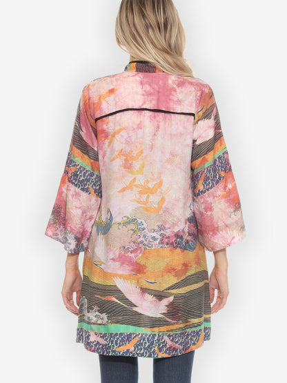 Jackets Crane Flying Sky Burgundy Tie Dye Dynasty Jacket