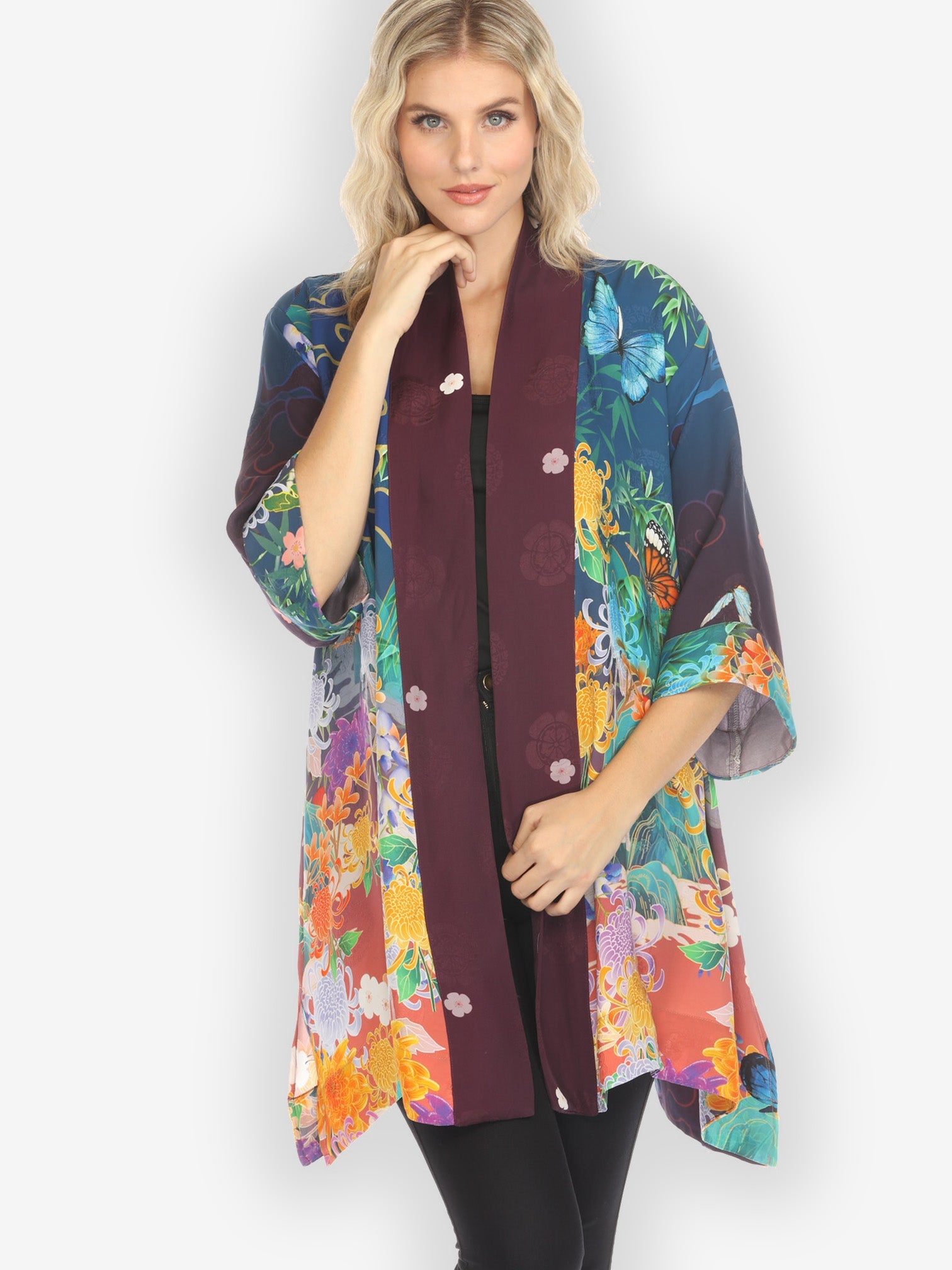 Jackets Chrysanthemum Gold Dream Silk Blend Kimono