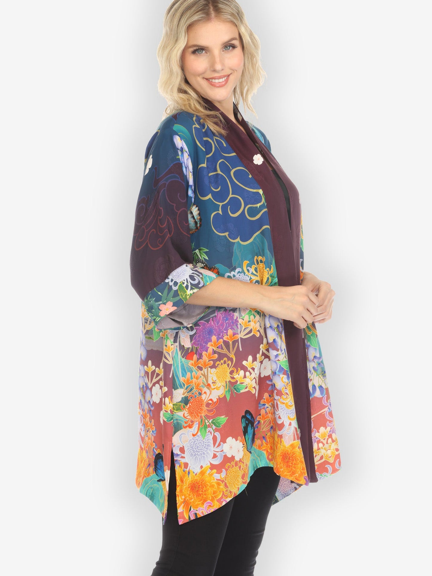 Jackets Chrysanthemum Gold Dream Silk Blend Kimono