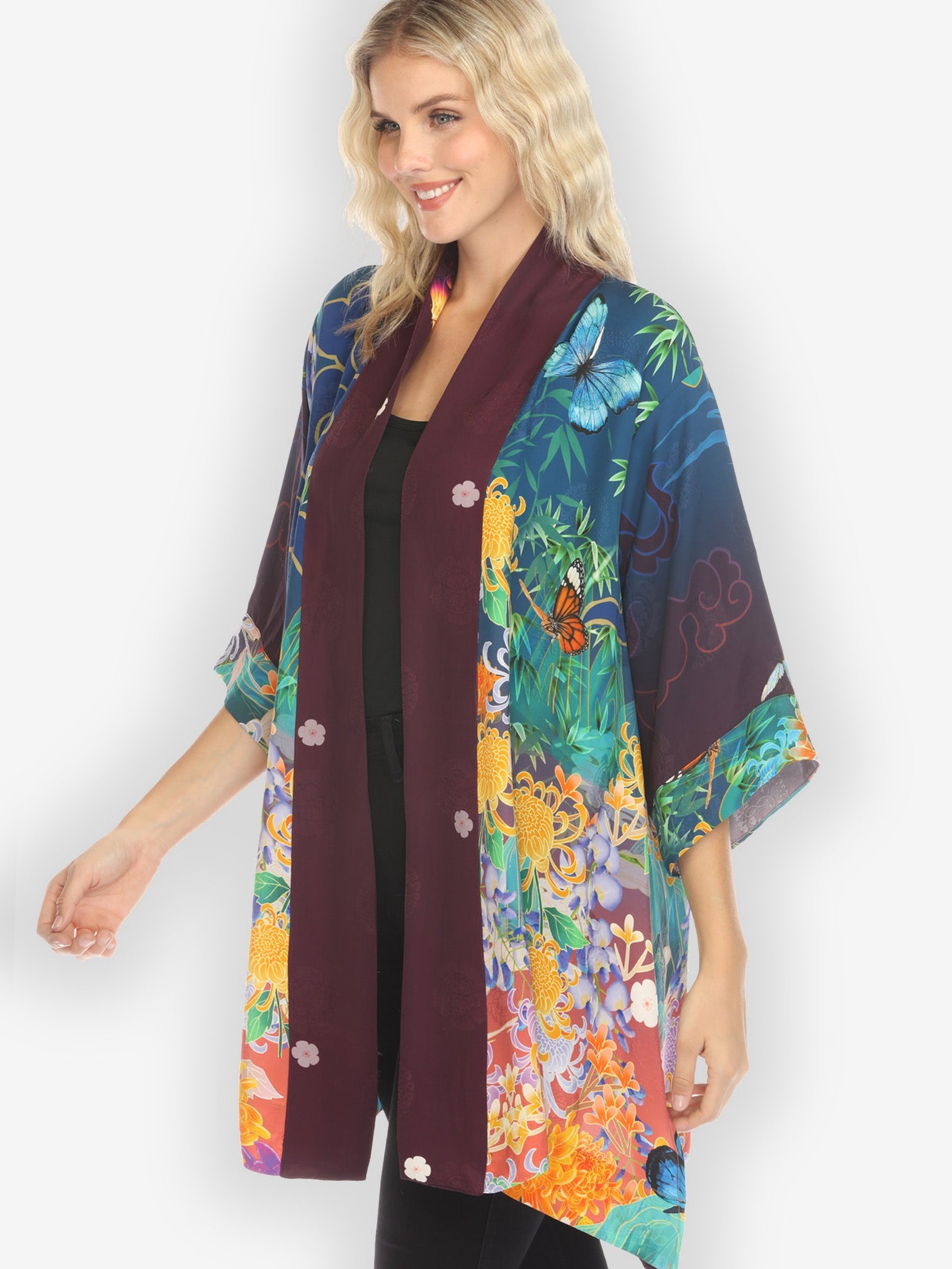 Jackets Chrysanthemum Gold Dream Silk Blend Kimono