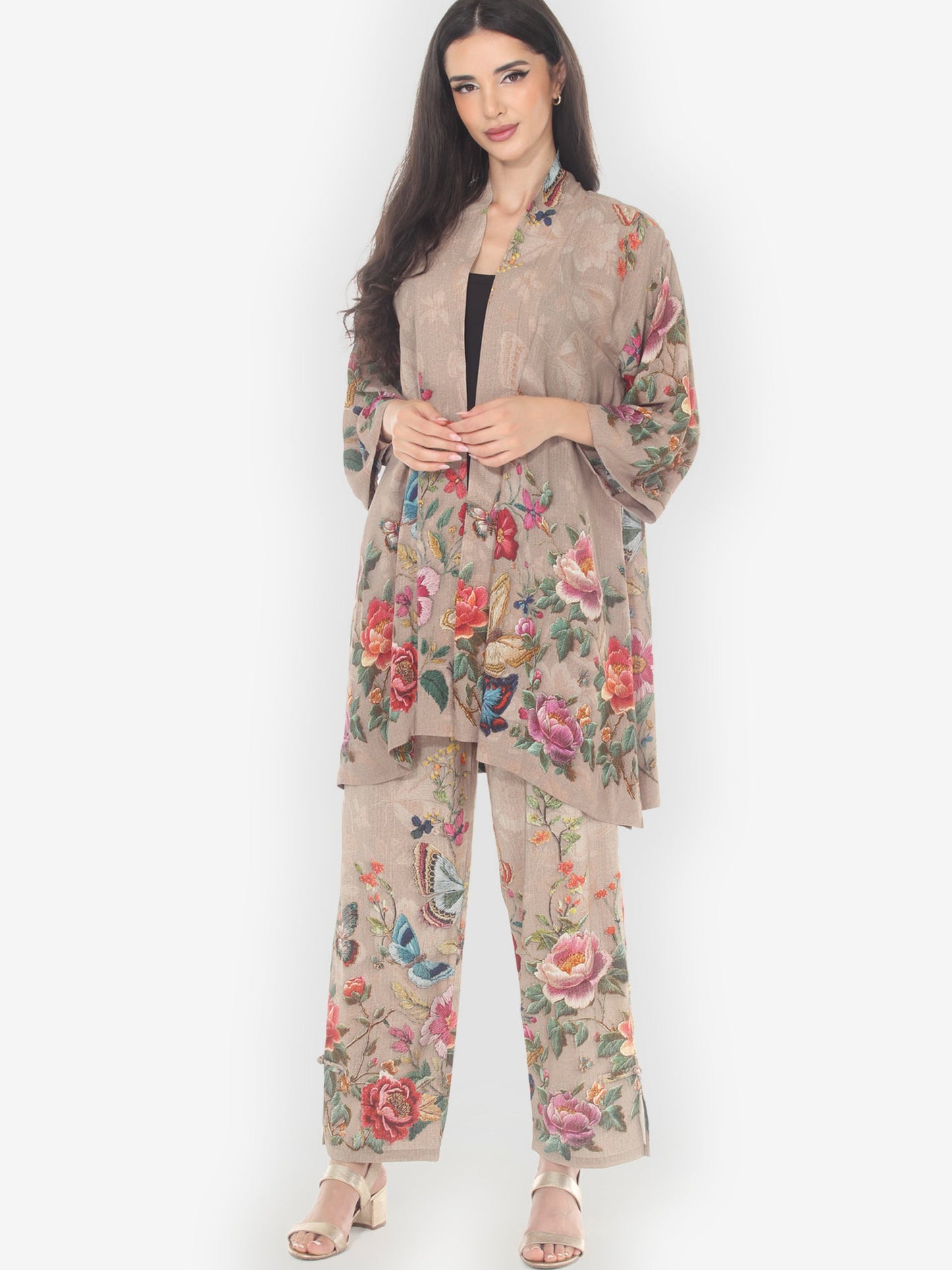 Pull on Pant Embroidery Butterfly and Flower Pull on Pant