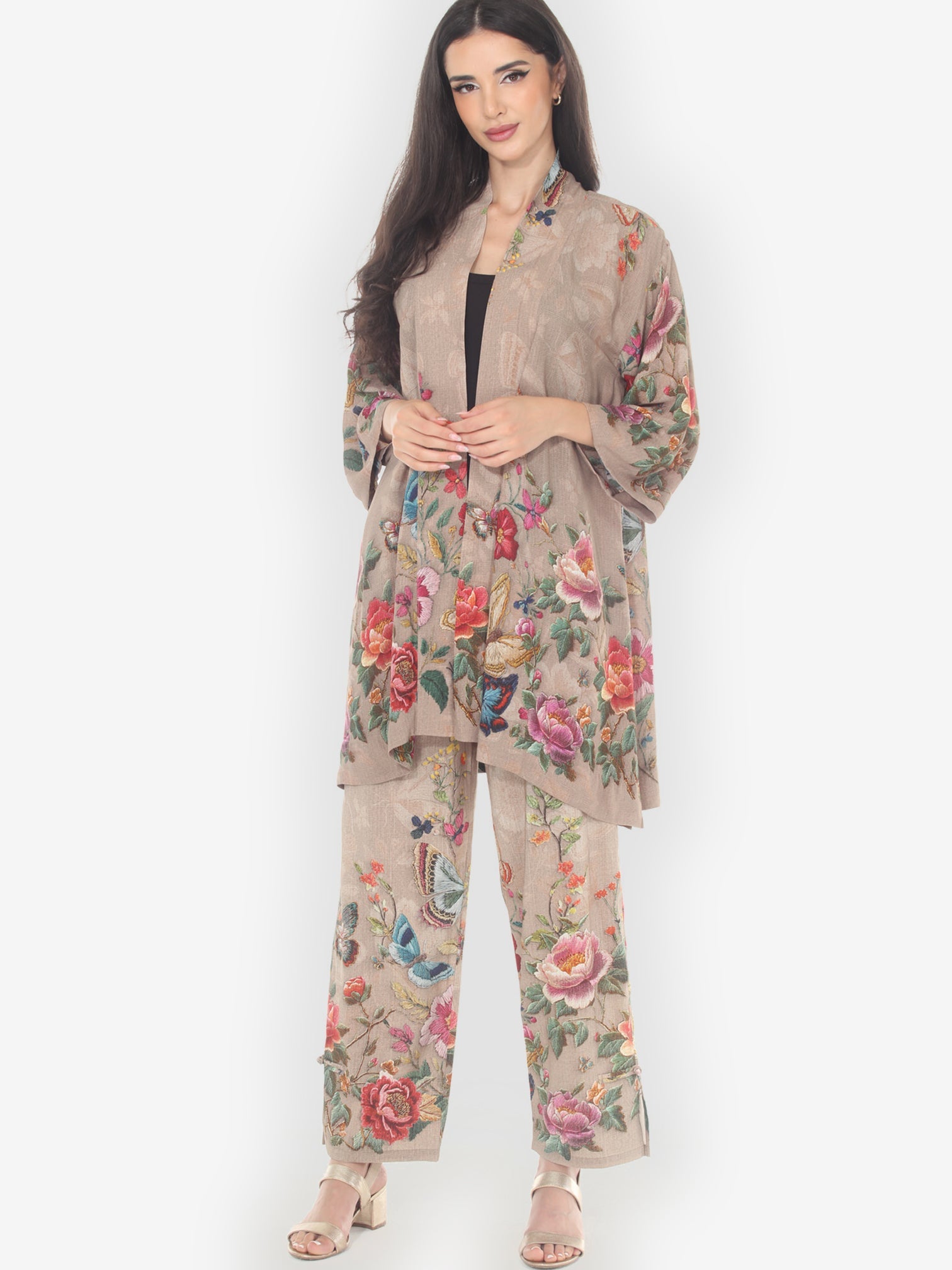 Pull on Pant Embroidery Butterfly and Flower Pull on Pant
