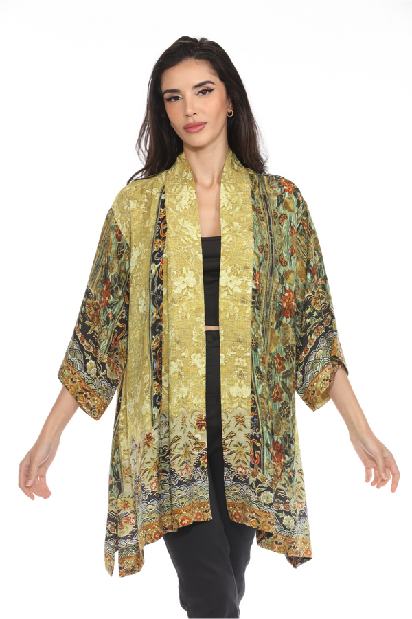 Citron Embroidery From Antiquity Kimono