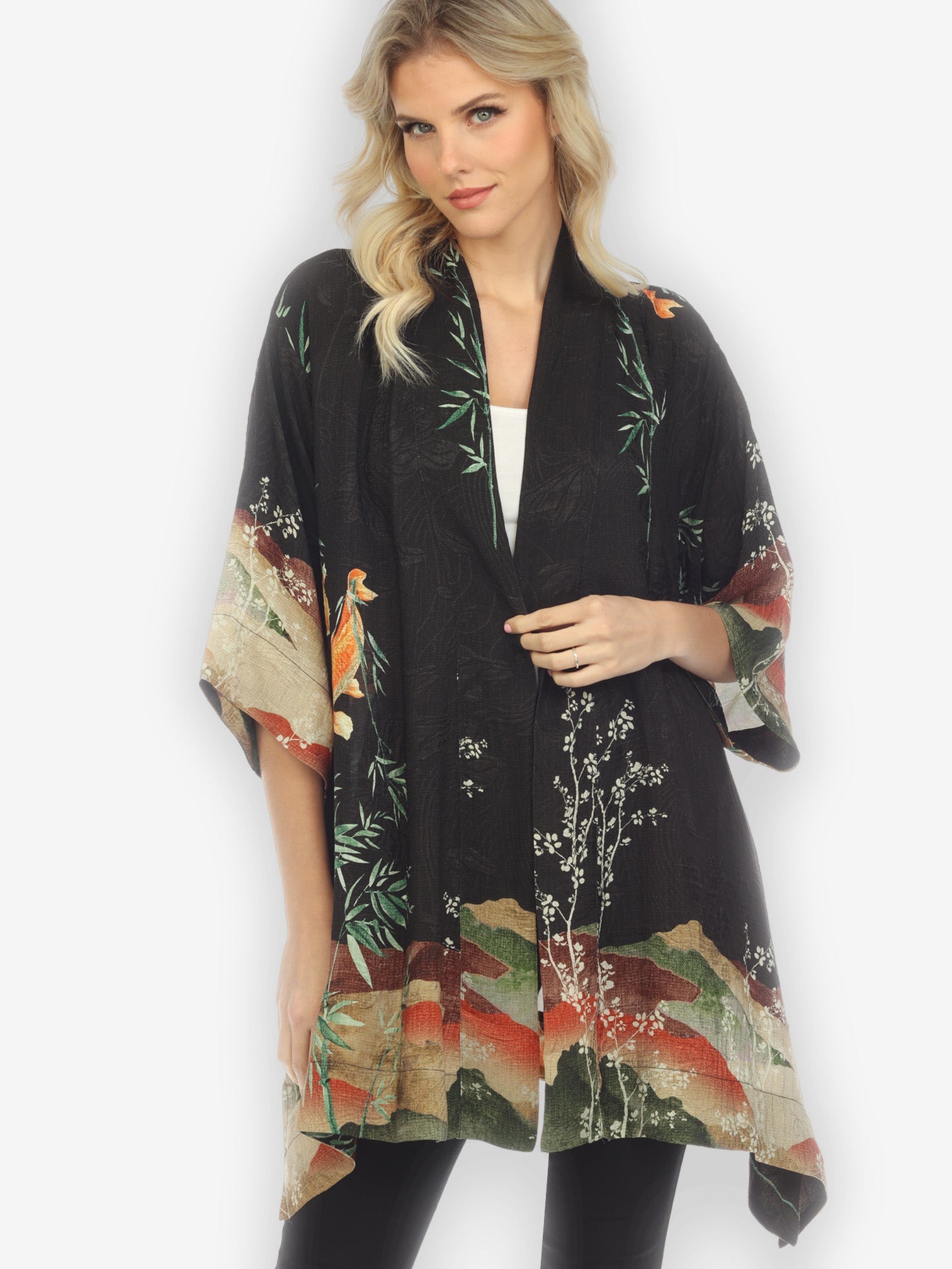 Kimono Koi Design Silk Kimono Top