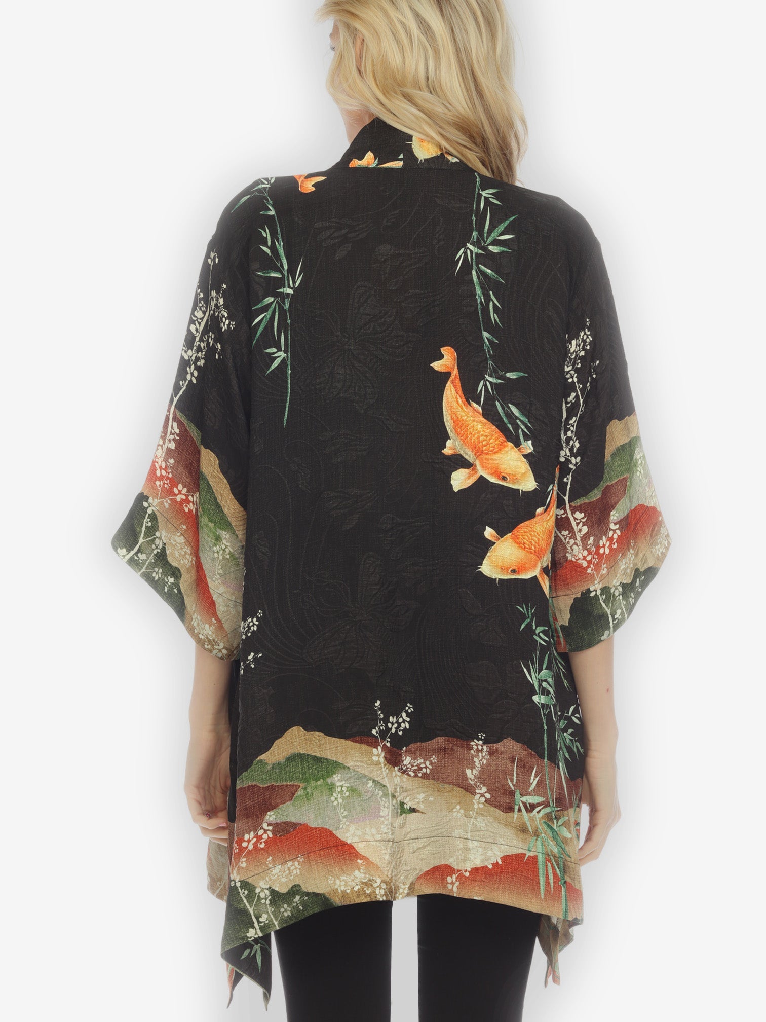 Kimono Koi Design Silk Kimono Top