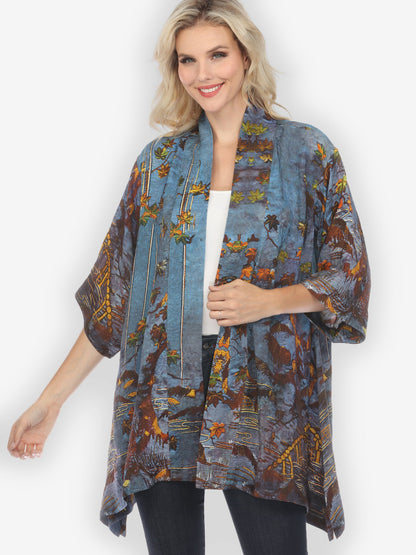 Jackets Flowers Over Water Silk Blend Kimono Jacket