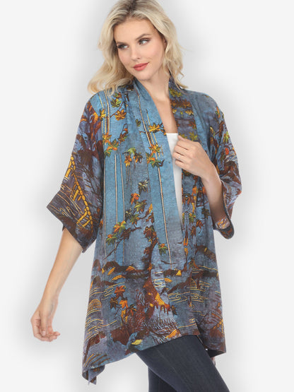 Jackets Flowers Over Water Silk Blend Kimono Jacket