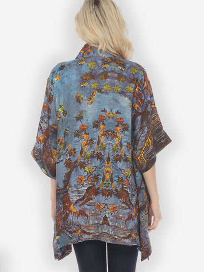 Jackets Flowers Over Water Silk Blend Kimono Jacket