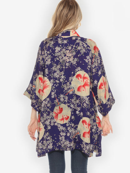 Jackets Goldfish and Blossom Silk Kimono Jacket