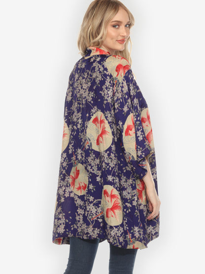 Jackets Goldfish and Blossom Silk Kimono Jacket