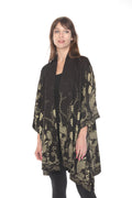 Citron Graceful Fish Flowers in Black Kimono