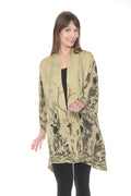 Citron Graceful Fish Flowers in Khaki Kimono