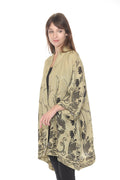 Citron Graceful Fish Flowers in Khaki Kimono