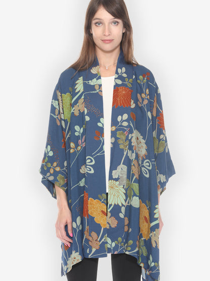 Open Front Kimono Garden in Blue Kimono Jacket