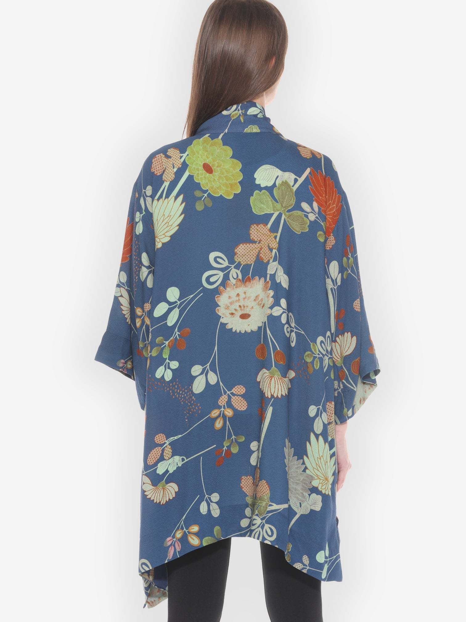 Open Front Kimono Garden in Blue Kimono Jacket