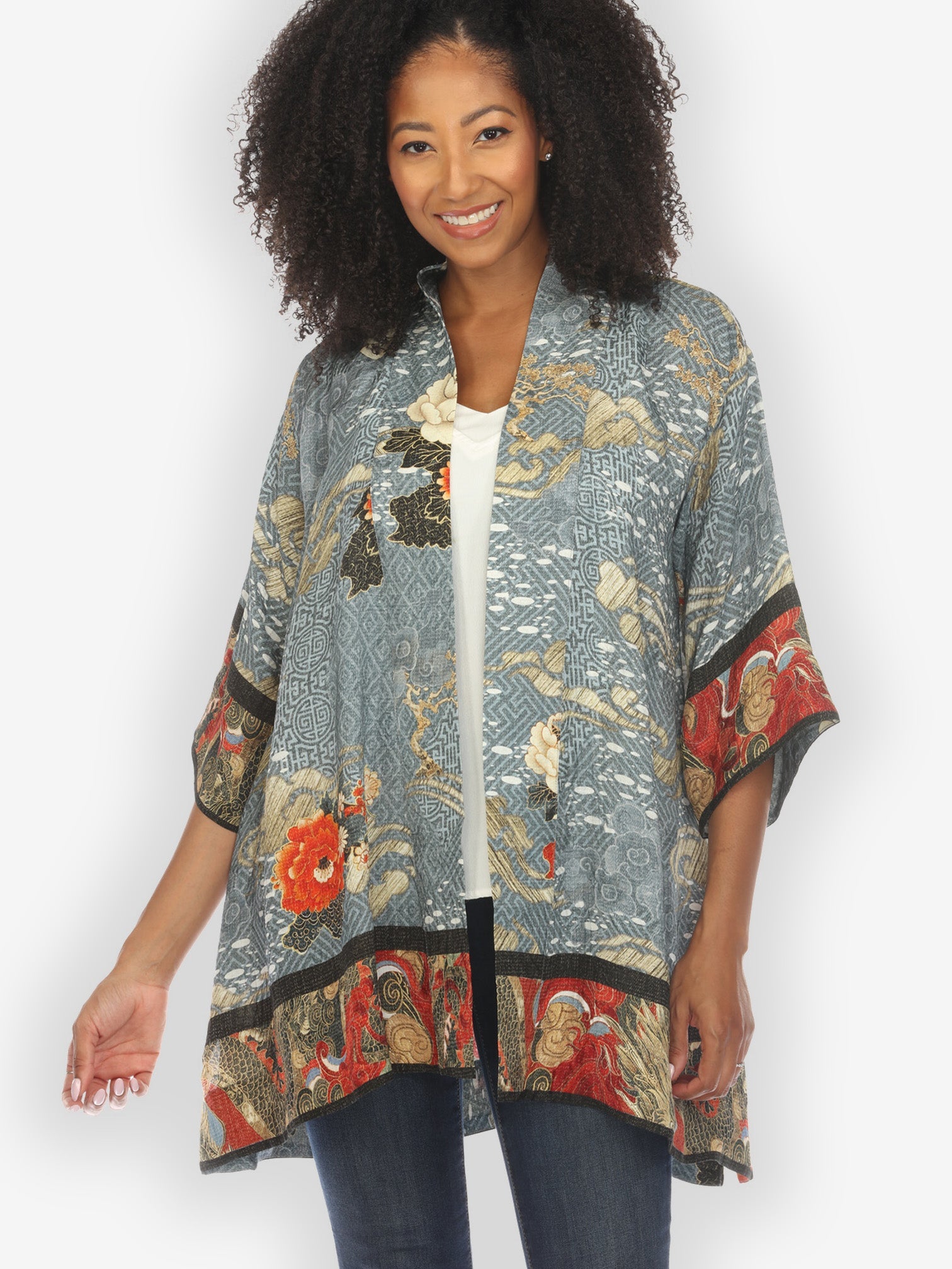 Jackets Happy Dragon Silk Kimono Jacket