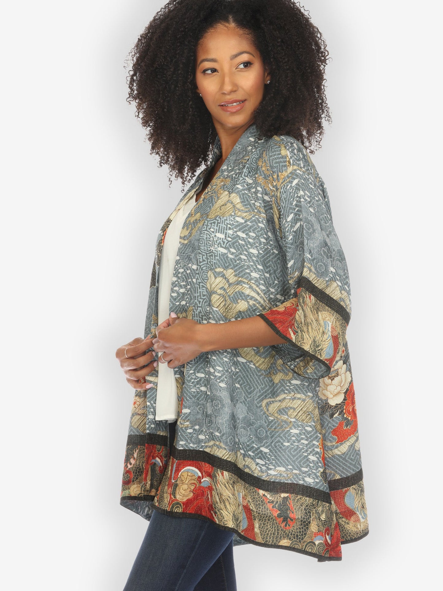 Jackets Happy Dragon Silk Kimono Jacket